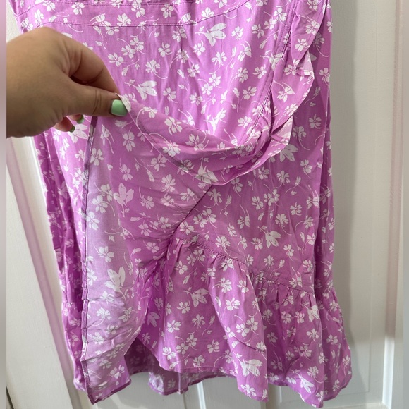 J. Crew purple pink floral faux wrap ruffle mini dress - Picture 9 of 14